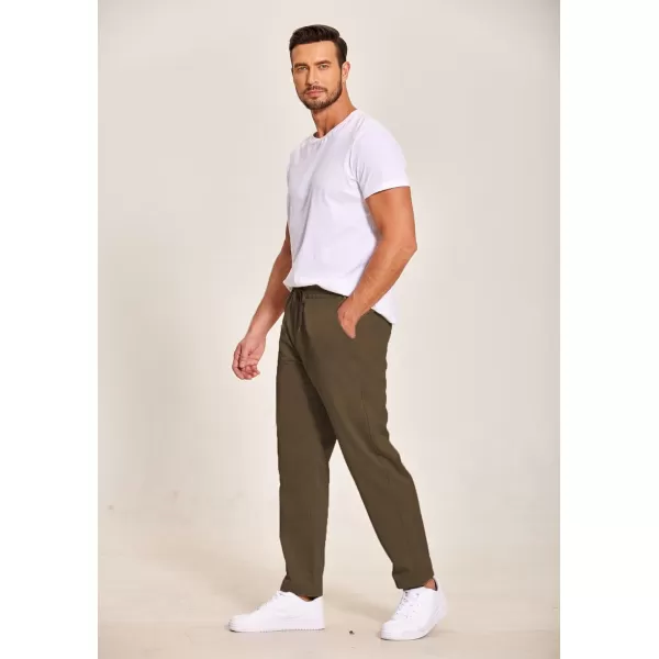 COOFANDY Men's Casual Drawstring Pants Regular Fit Elastic Waist Cotton Basic Straight Leg Cargo Pants
