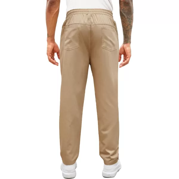 COOFANDY Men's Casual Drawstring Pants Regular Fit Elastic Waist Cotton Basic Straight Leg Cargo Pants