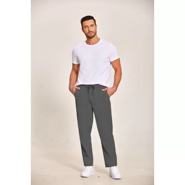 COOFANDY Men's Casual Drawstring Pants Regular Fit Elastic Waist Cotton Basic Straight Leg Cargo Pants