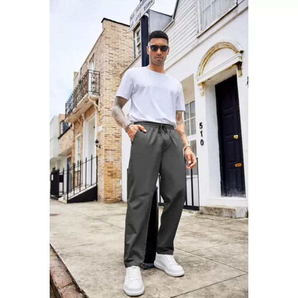 COOFANDY Men's Casual Drawstring Pants Regular Fit Elastic Waist Cotton Basic Straight Leg Cargo Pants
