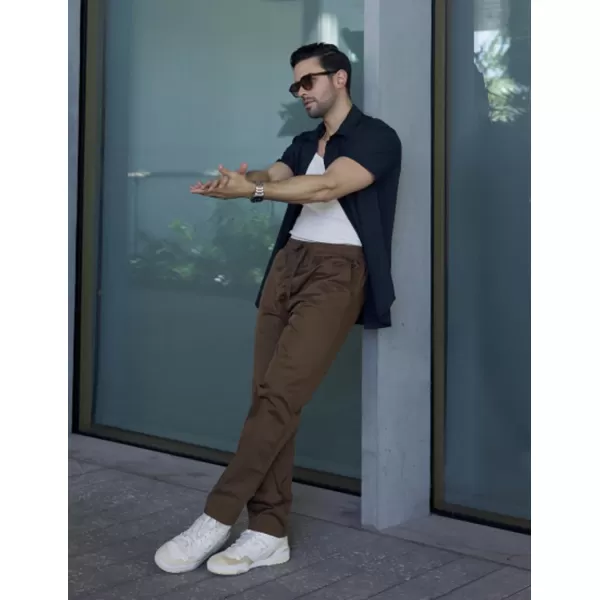 COOFANDY Men's Casual Drawstring Pants Regular Fit Elastic Waist Cotton Basic Straight Leg Cargo Pants