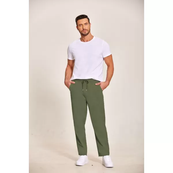 COOFANDY Men's Casual Drawstring Pants Regular Fit Elastic Waist Cotton Basic Straight Leg Cargo Pants