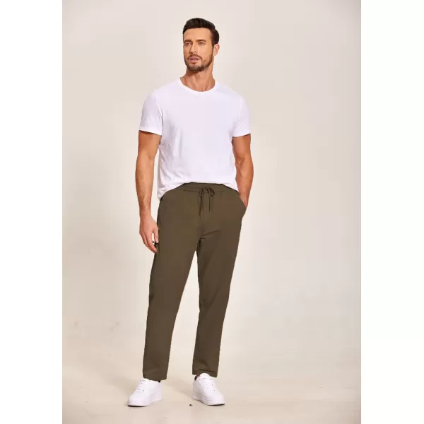 COOFANDY Men's Casual Drawstring Pants Regular Fit Elastic Waist Cotton Basic Straight Leg Cargo Pants