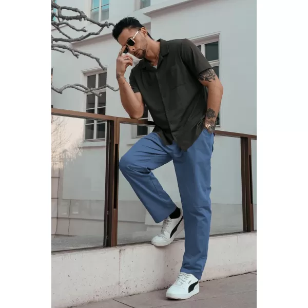 COOFANDY Men's Casual Drawstring Pants Regular Fit Elastic Waist Cotton Basic Straight Leg Cargo Pants