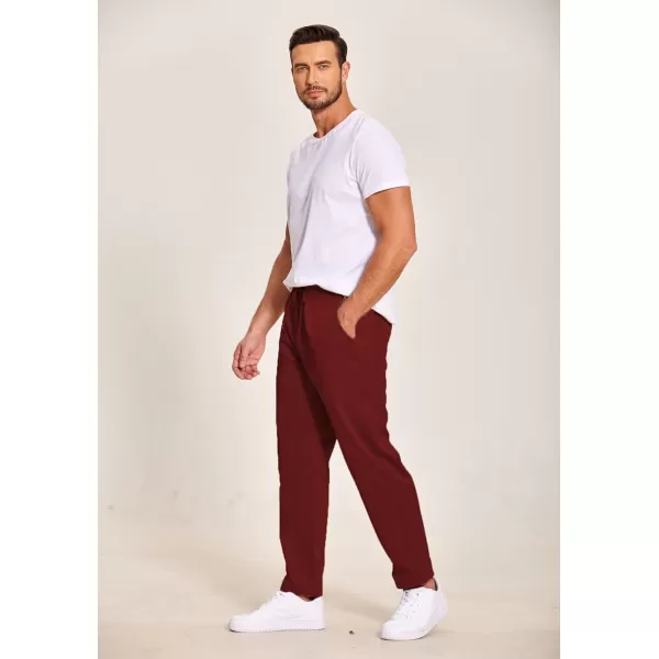 COOFANDY Men's Casual Drawstring Pants Regular Fit Elastic Waist Cotton Basic Straight Leg Cargo Pants