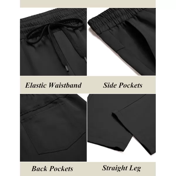 COOFANDY Men's Casual Drawstring Pants Regular Fit Elastic Waist Cotton Basic Straight Leg Cargo Pants