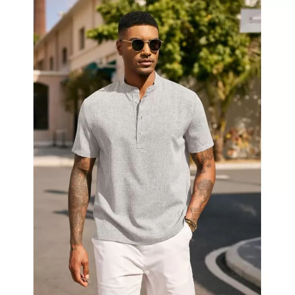 COOFANDY Men's Casual Henley Linen Shirt Summer Lightweight Beach Tee Shirts