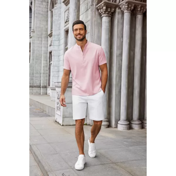 COOFANDY Men's Casual Henley Linen Shirt Summer Lightweight Beach Tee Shirts