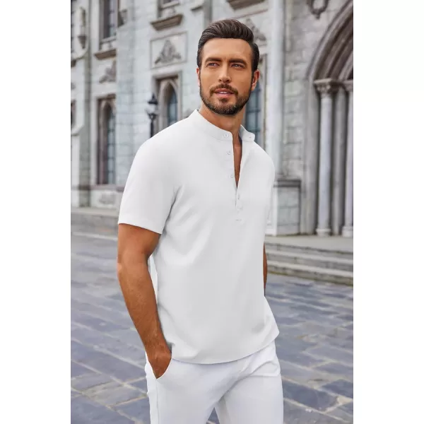 COOFANDY Men's Casual Henley Linen Shirt Summer Lightweight Beach Tee Shirts