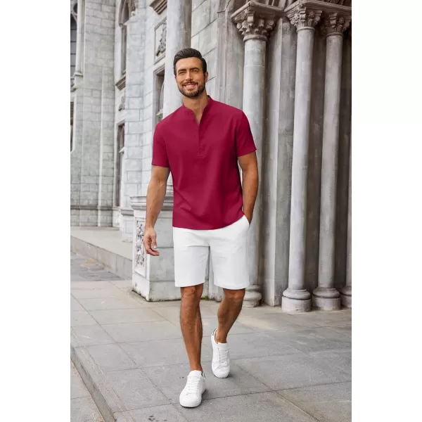 COOFANDY Men's Casual Henley Linen Shirt Summer Lightweight Beach Tee Shirts
