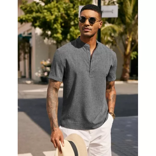 COOFANDY Men's Casual Henley Linen Shirt Summer Lightweight Beach Tee Shirts