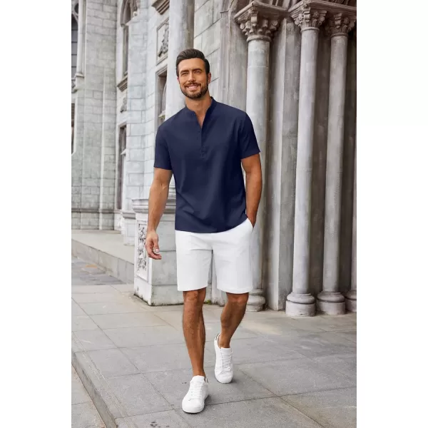 COOFANDY Men's Casual Henley Linen Shirt Summer Lightweight Beach Tee Shirts