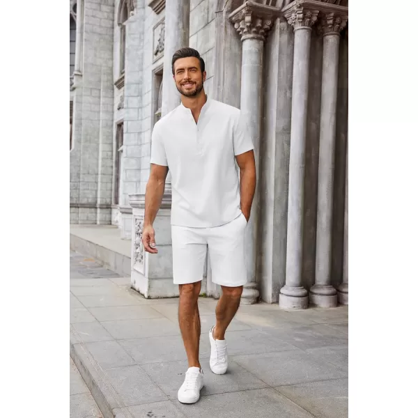 COOFANDY Men's Casual Henley Linen Shirt Summer Lightweight Beach Tee Shirts