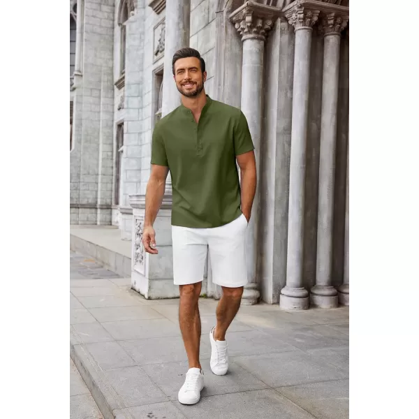 COOFANDY Men's Casual Henley Linen Shirt Summer Lightweight Beach Tee Shirts