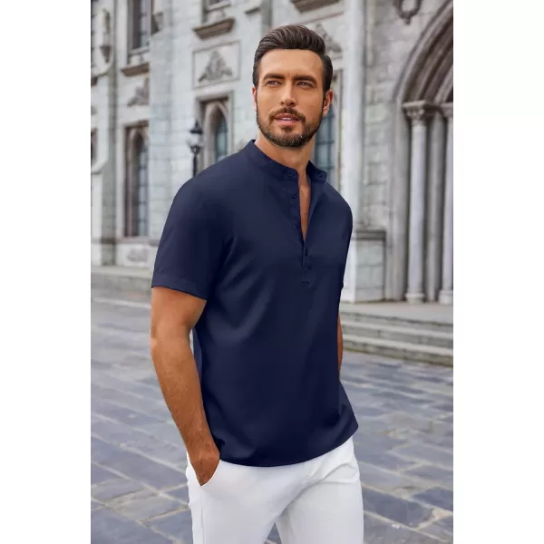 COOFANDY Men's Casual Henley Linen Shirt Summer Lightweight Beach Tee Shirts