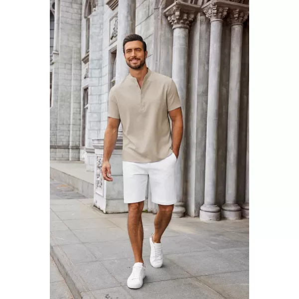 COOFANDY Men's Casual Henley Linen Shirt Summer Lightweight Beach Tee Shirts