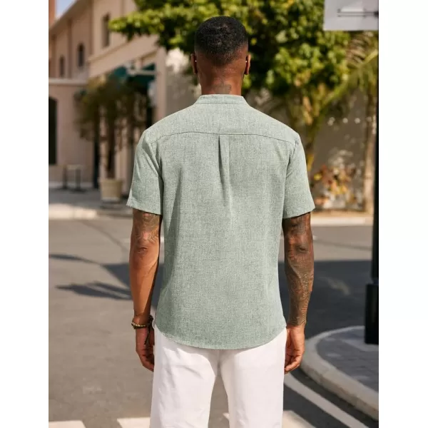 COOFANDY Men's Casual Henley Linen Shirt Summer Lightweight Beach Tee Shirts