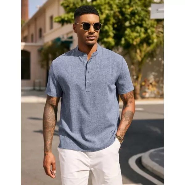 COOFANDY Men's Casual Henley Linen Shirt Summer Lightweight Beach Tee Shirts