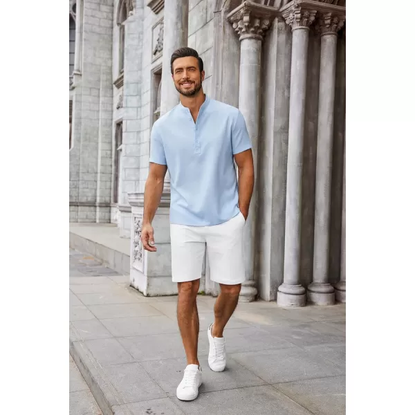 COOFANDY Men's Casual Henley Linen Shirt Summer Lightweight Beach Tee Shirts