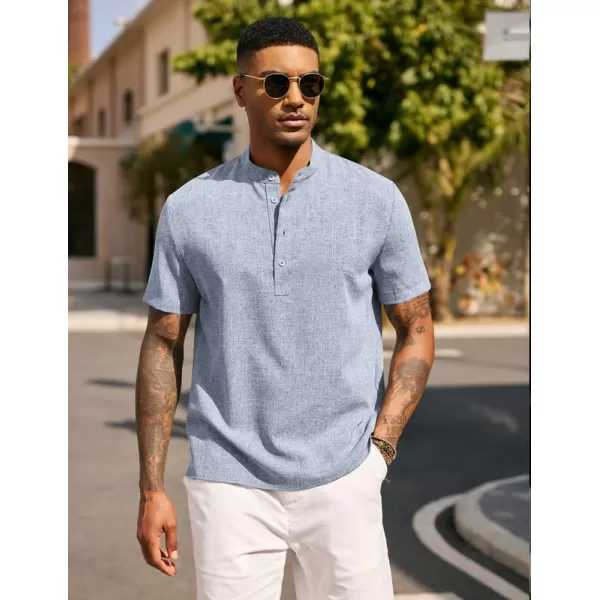 COOFANDY Men's Casual Henley Linen Shirt Summer Lightweight Beach Tee Shirts