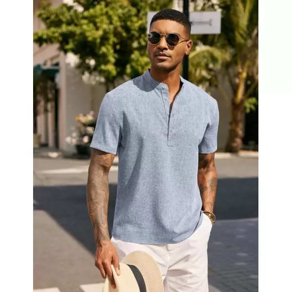 COOFANDY Men's Casual Henley Linen Shirt Summer Lightweight Beach Tee Shirts