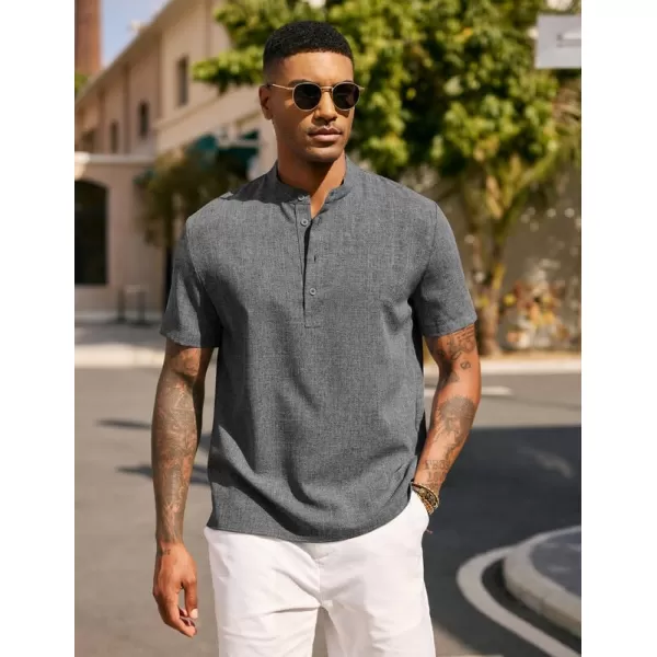 COOFANDY Men's Casual Henley Linen Shirt Summer Lightweight Beach Tee Shirts