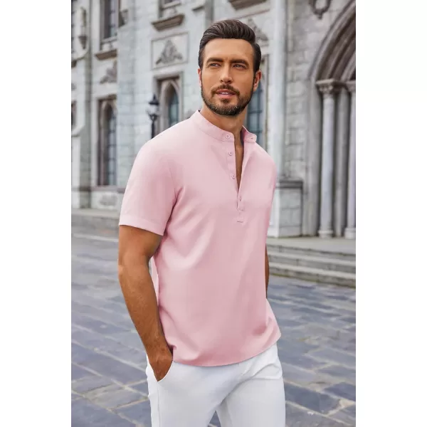 COOFANDY Men's Casual Henley Linen Shirt Summer Lightweight Beach Tee Shirts