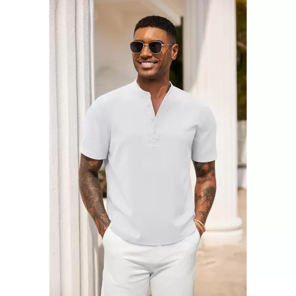 COOFANDY Men's Casual Henley Linen Shirt Summer Lightweight Beach Tee Shirts