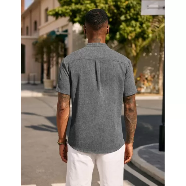 COOFANDY Men's Casual Henley Linen Shirt Summer Lightweight Beach Tee Shirts