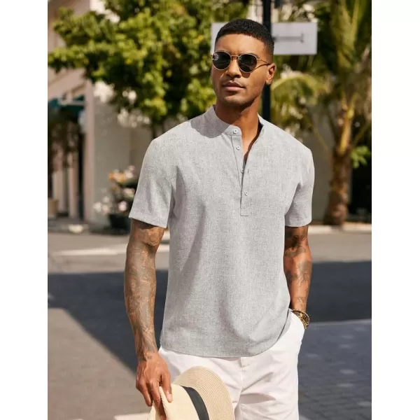 COOFANDY Men's Casual Henley Linen Shirt Summer Lightweight Beach Tee Shirts