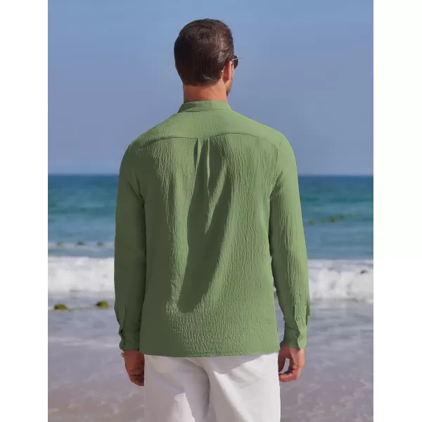 COOFANDY Men's Casual Henley Shirt Band Collar Long Sleeve Shirt Beach Hippie Summer T-Shirt