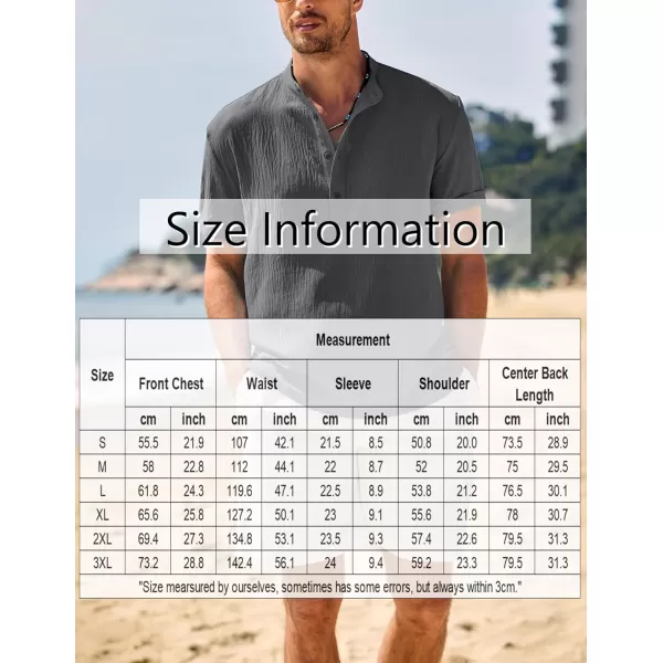 COOFANDY Men's Casual Henley Shirt Band Collar Short Sleeve Shirt Summer Beach Hippie T-Shirt