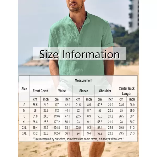 COOFANDY Men's Casual Henley Shirt Band Collar Short Sleeve Shirt Summer Beach Hippie T-Shirt