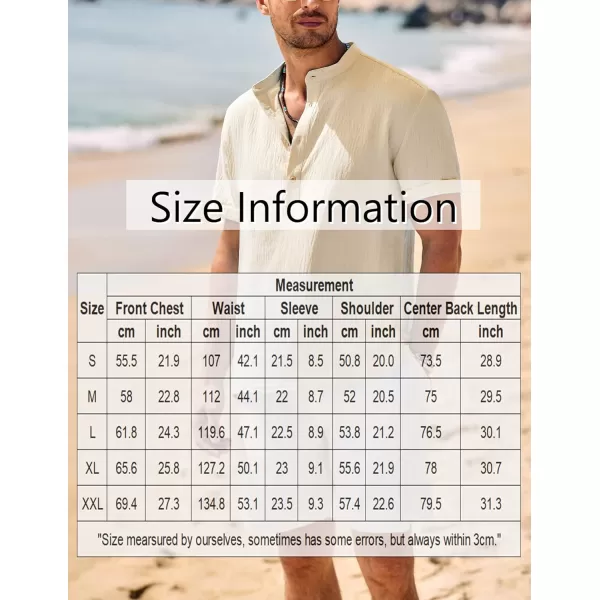 COOFANDY Men's Casual Henley Shirt Band Collar Short Sleeve Shirt Summer Beach Hippie T-Shirt