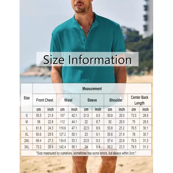 COOFANDY Men's Casual Henley Shirt Band Collar Short Sleeve Shirt Summer Beach Hippie T-Shirt