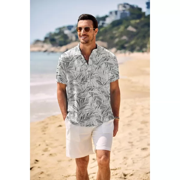 COOFANDY Men's Casual Henley Shirt Band Collar Short Sleeve Shirt Summer Beach Hippie T-Shirt