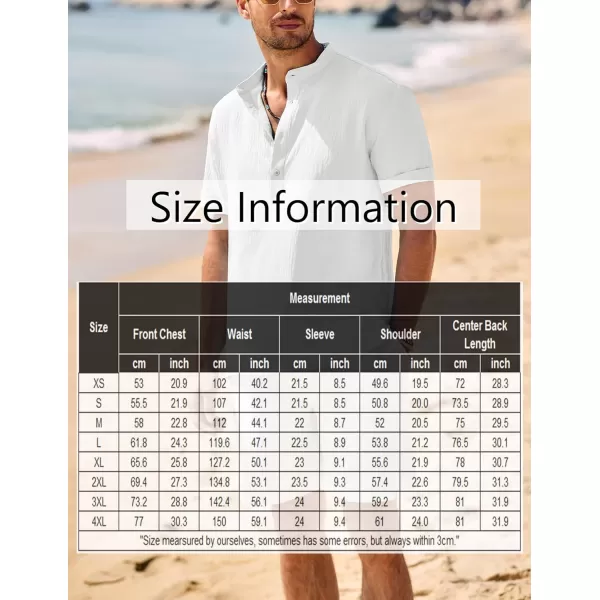 COOFANDY Men's Casual Henley Shirt Band Collar Short Sleeve Shirt Summer Beach Hippie T-Shirt