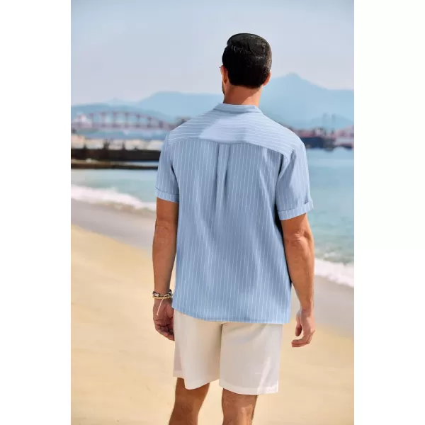 COOFANDY Men's Casual Henley Shirt Band Collar Short Sleeve Shirt Summer Beach Hippie T-Shirt