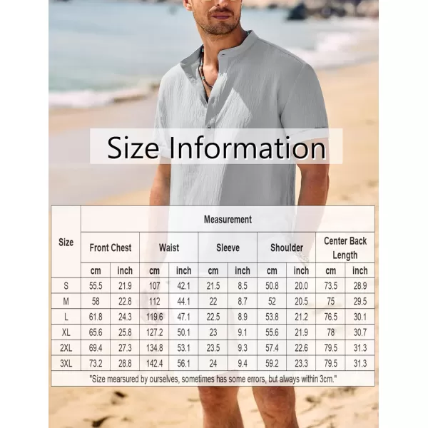 COOFANDY Men's Casual Henley Shirt Band Collar Short Sleeve Shirt Summer Beach Hippie T-Shirt