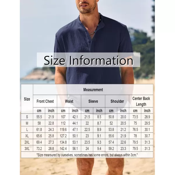 COOFANDY Men's Casual Henley Shirt Band Collar Short Sleeve Shirt Summer Beach Hippie T-Shirt