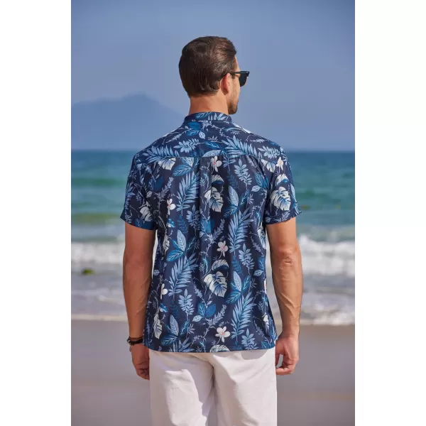 COOFANDY Men's Casual Henley Shirt Band Collar Short Sleeve Shirt Summer Beach Hippie T-Shirt