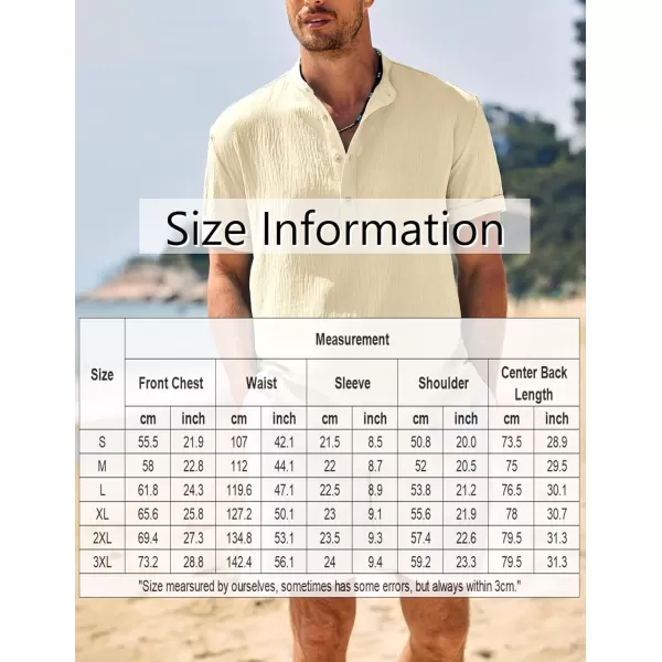 COOFANDY Men's Casual Henley Shirt Band Collar Short Sleeve Shirt Summer Beach Hippie T-Shirt