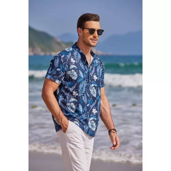 COOFANDY Men's Casual Henley Shirt Band Collar Short Sleeve Shirt Summer Beach Hippie T-Shirt