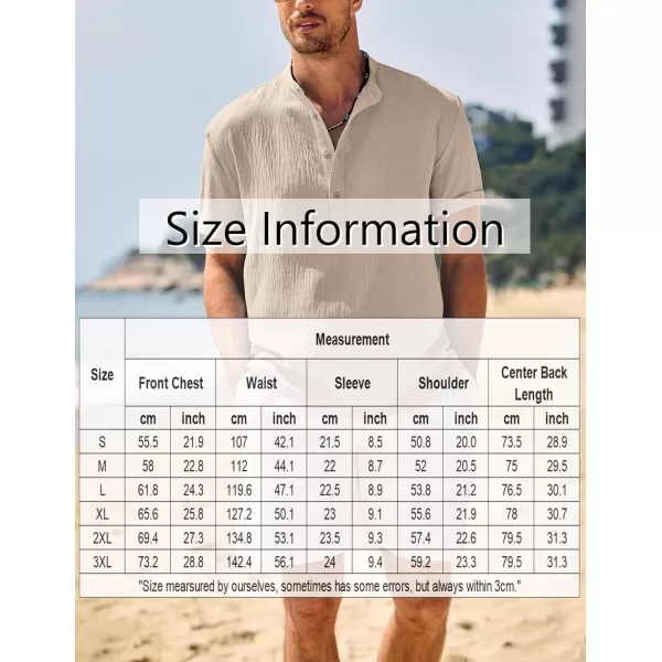 COOFANDY Men's Casual Henley Shirt Band Collar Short Sleeve Shirt Summer Beach Hippie T-Shirt