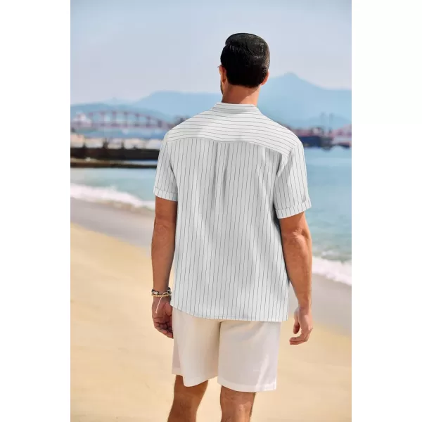COOFANDY Men's Casual Henley Shirt Band Collar Short Sleeve Shirt Summer Beach Hippie T-Shirt