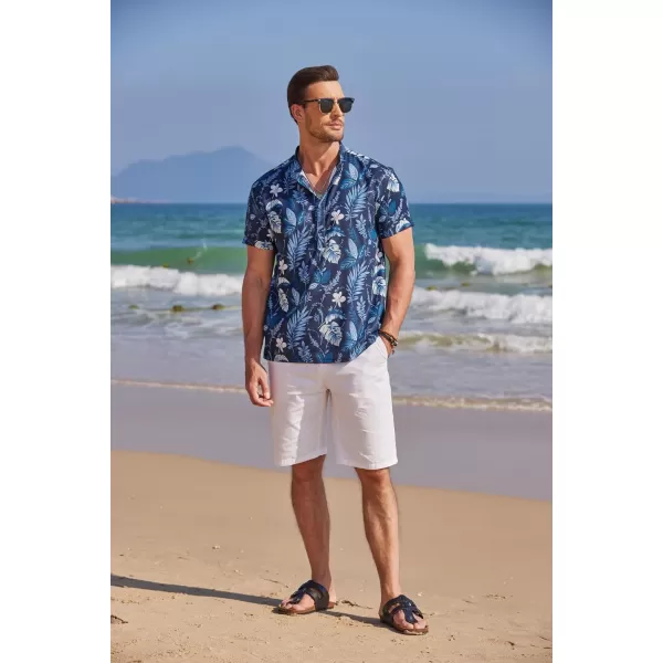 COOFANDY Men's Casual Henley Shirt Band Collar Short Sleeve Shirt Summer Beach Hippie T-Shirt