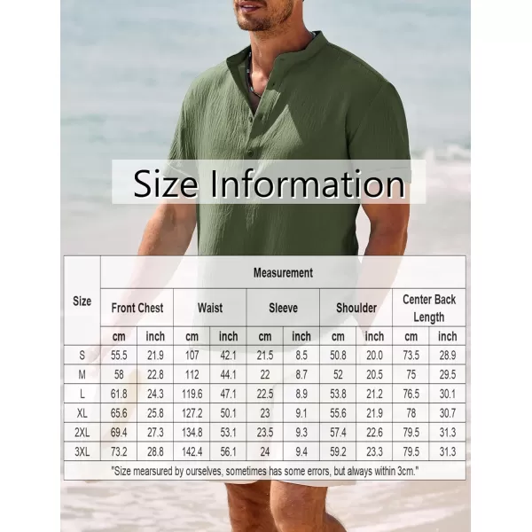 COOFANDY Men's Casual Henley Shirt Band Collar Short Sleeve Shirt Summer Beach Hippie T-Shirt