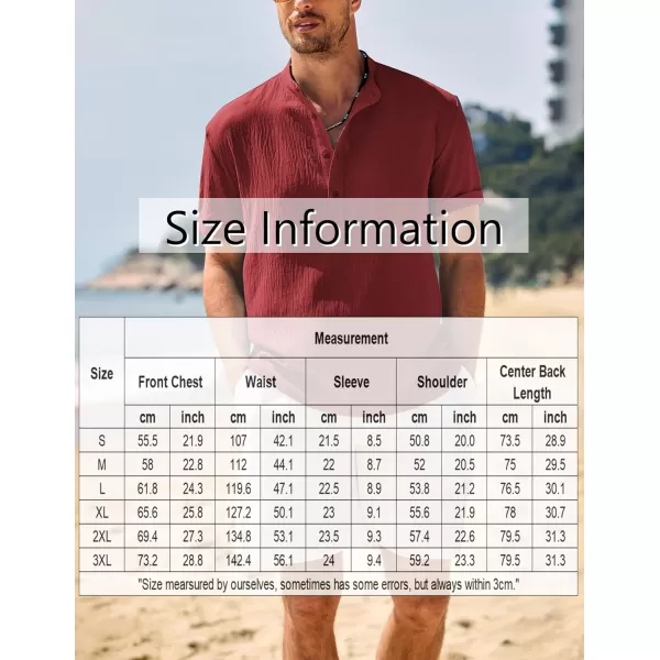 COOFANDY Men's Casual Henley Shirt Band Collar Short Sleeve Shirt Summer Beach Hippie T-Shirt