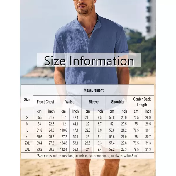 COOFANDY Men's Casual Henley Shirt Band Collar Short Sleeve Shirt Summer Beach Hippie T-Shirt