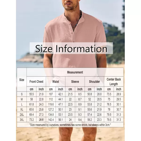 COOFANDY Men's Casual Henley Shirt Band Collar Short Sleeve Shirt Summer Beach Hippie T-Shirt